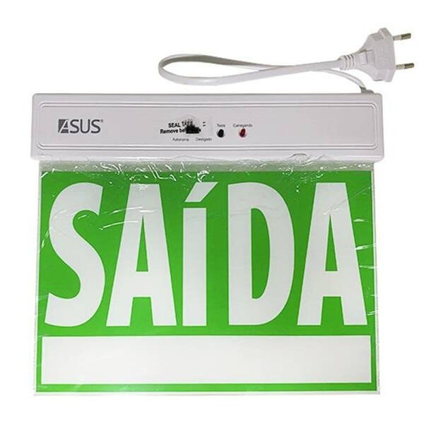 Placa de Sinalizaçao Saida Emergência LED Bateria Recarregavel Lâmpada Luz Iluminaçao Empresa