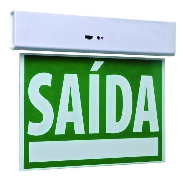 Placa de Sinalizaçao Saida Emergência LED Bateria Recarregavel Lâmpada Luz Iluminaçao Empresa - 4