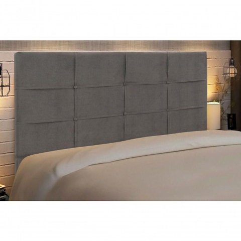 Cabeceira Casal Style 144cm Madeira Maciça Suede Cinza Jbe Móveis