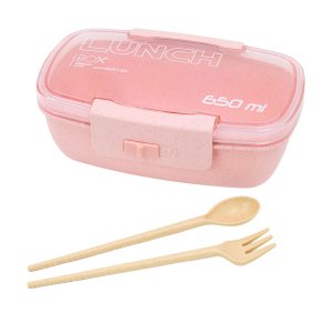Marmita Pote 650ml Tampa Garfo Colher:rosa