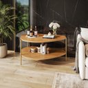 Ver imagem 1 de Mesa Lateral Decorativa Orgânica Pé Metal Tampo Mdf Moderna Canela