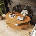 Ver imagem 2 de Mesa Lateral Decorativa Orgânica Pé Metal Tampo Mdf Moderna Canela