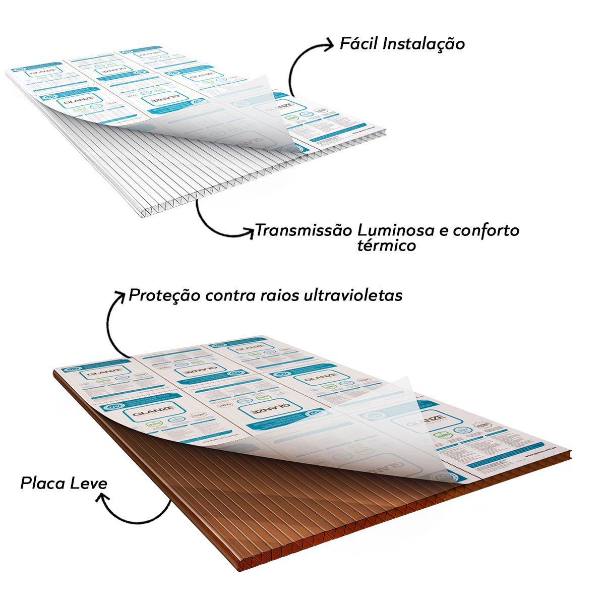 Chapa de Policarbonato Alveolar Bronze 2,10x2,00 4 Milímetros - 2