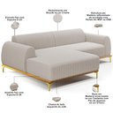 Ver imagem 7 de Sofá 5 Lugares Chaise Esquerdo Sala Molino 320cm D02 Pés D\'ouro Bouclê Creme B-54
