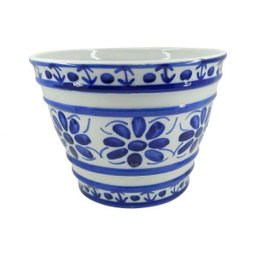 Vaso Decorativo com Prato de Porcelana Azul e Branca Pintado À Mão - 2