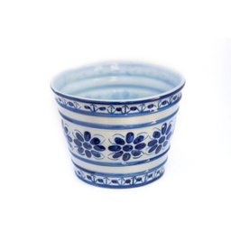 Cachepot Decorativo de Porcelana Azul e Branca Pintado a Mão Super Grande - 2