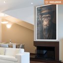 Ver imagem 1 de Quadro Decorativos Chimpanzé Gangster Sala Quarto Casa Escritório