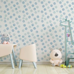 Papel de Parede Adesivo Infantil Bolinhas Azul 2,80m