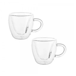 Jogo de 2 Xícaras Coração Parede Dupla em Vidro 230 ML - 2