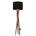 Ver imagem 2 de Luminaria Abajur de Chão Pés de Madeira Cúpula Preta