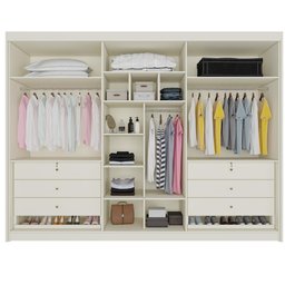 Guarda Roupa 6 Portas 2 Portas Ripadas Potente com Espelho 100% Mdf Off White - Móveis Europa - 3