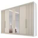 Ver imagem 2 de Guarda Roupa 6 Portas 2 Portas Ripadas Potente com Espelho 100% Mdf Off White - Móveis Europa