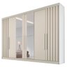 Guarda Roupa 6 Portas 2 Portas Ripadas Potente com Espelho 100% Mdf Off White - Móveis Europa - 2