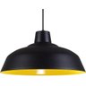 Pendente Retrô 34cm Luminária Lustre Alumínio E27 Preto Textura com Amarelo - 2