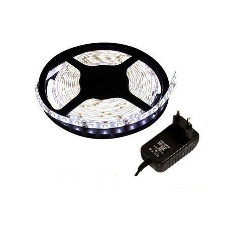 Kit Fita Led 3528 Branco Frio 6500k com Silicone Rolo 5 Metros 12v + Fonte 2.5ap