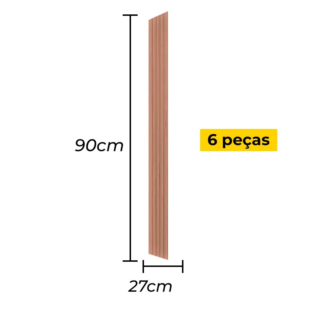 Painel Ripado Versátil Modular: Kit 06 Unid. 90x27cm Larg. (1,45m²) Talatto Painéis Peroba - 5