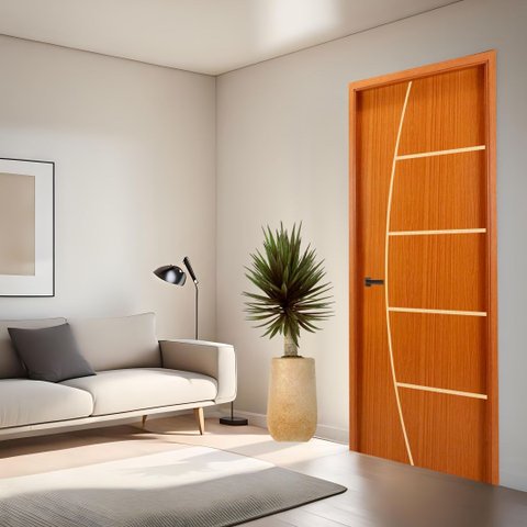 Folha de Porta em Madeira Frisada 2 210x80 Gitale Portas: Mogno/ 210x80cm