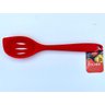 Kit 5 Utensílios De Silicone Colher Vazada Raspador Concha Espatula - Vermelho - 2
