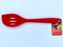 Ver imagem 2 de Kit 5 Utensílios De Silicone Colher Vazada Raspador Concha Espatula - Vermelho