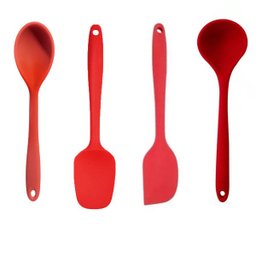Kit 4 Utensílios De Silicone Colher Espátula Raspadora Concha - Preto - 1