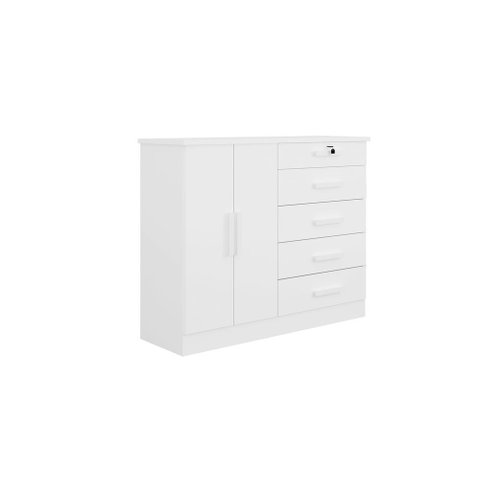 Cômoda New Athos 5 Gavetas com Sapateira D Doro Branco