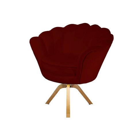 Poltrona Decorativa Pétala Base Giratória Madeira Suede Marsala Ms Decor