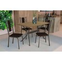 Ver imagem 1 de Conjunto Mesa de Cozinha Loire Tampo Madeirado 90x160cm e 4 Cadeiras Lisboa Bronze Freijó Marrom