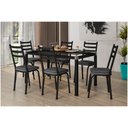 Ver imagem 1 de Conjunto De Mesa Malva Com 6 Cadeiras Tampo De Vidro 140cm SF Preto Fosco Assento Andorinha