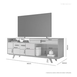Rack para Tv até 65'' Polegadas Impar Jcm Móveis Cinamomo/off White - 3