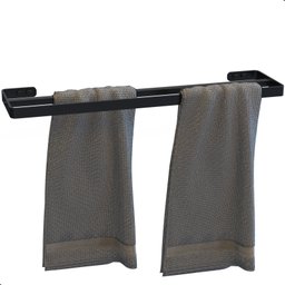 Porta Toalha Duplo Toalheiro Suporte Banheiro Preto Max - 1