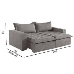 Sofá 5 Lugares Retrátil e Reclinável Linho M-184 Martins Cinza - 4 Sofá 5 Lugares Retrátil e Reclinável Linho M-184 Martins Cinza - 4