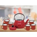 Ver imagem 2 de Conjunto Esmaltado Chaleira Tradicional Vermelho 1500ml com 6 Mini Canecas - Yazi
