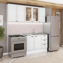 Ver imagem 1 de Cozinha Milla Vista 8 Portas 3 Gavetas MDF 200cm Branco Móveis Carraro