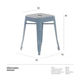 KIT - 2 x banquetas baixas Iron Tolix - 45 cm - Design industrial - Azul pastel - 4