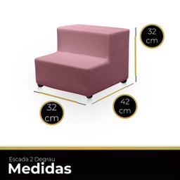 Escada Estofada Escadinha 2 Degraus para Pet Gato Cachorro Subir no Sofá Cama Quarto e Sala Luxo Sue - 5