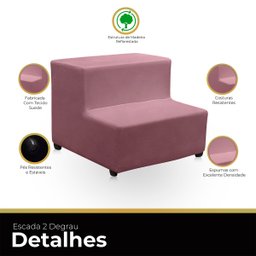 Escada Estofada Escadinha 2 Degraus para Pet Gato Cachorro Subir no Sofá Cama Quarto e Sala Luxo Sue - 4