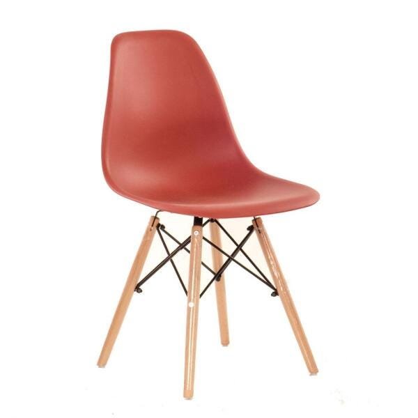 Cadeira Charles Eames Eiffel Dsw - Base de Madeira Clara - Terracota