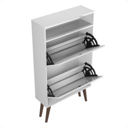 Sapateira com 2 Portas Basculantes Drex para Hall de Entrada ou Quarto - Branco - 4