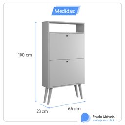 Sapateira com 2 Portas Basculantes Drex para Hall de Entrada ou Quarto - Branco - 7
