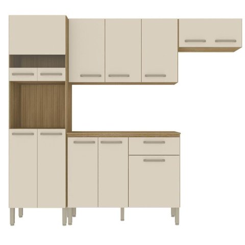 Armário de Cozinha Completa Mdf 12 Portas com Balcão Versalhes Plus Freijó Soft