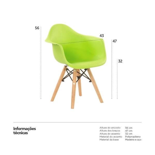 Cadeira infantil Eames Junior com apoio de braços - Kids - Verde limão - 1
