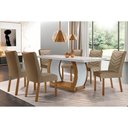 Ver imagem 1 de Sala de Jantar Completa Jade Tampo Madeirado C- Vidro Canto Curvo 180x90 e 6 Cadeiras Londrina