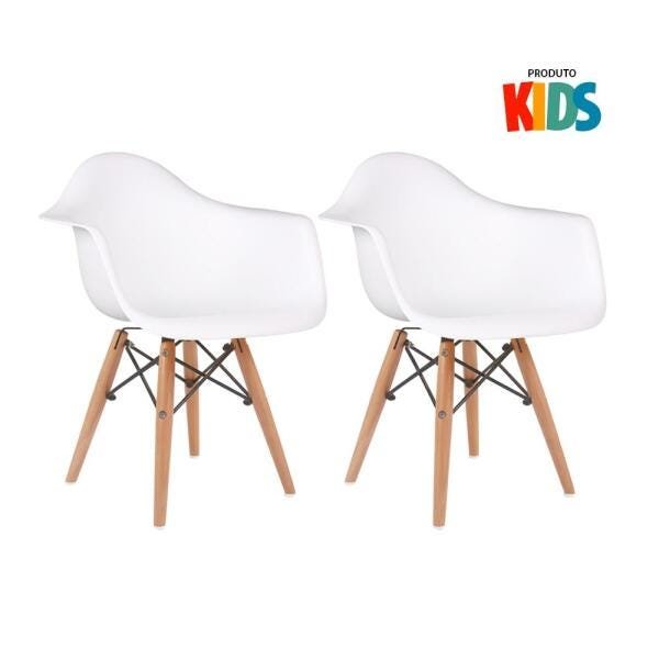 Kit 2 Cadeiras Eames Junior com Apoios de Braços - Infantil - Branco - 3
