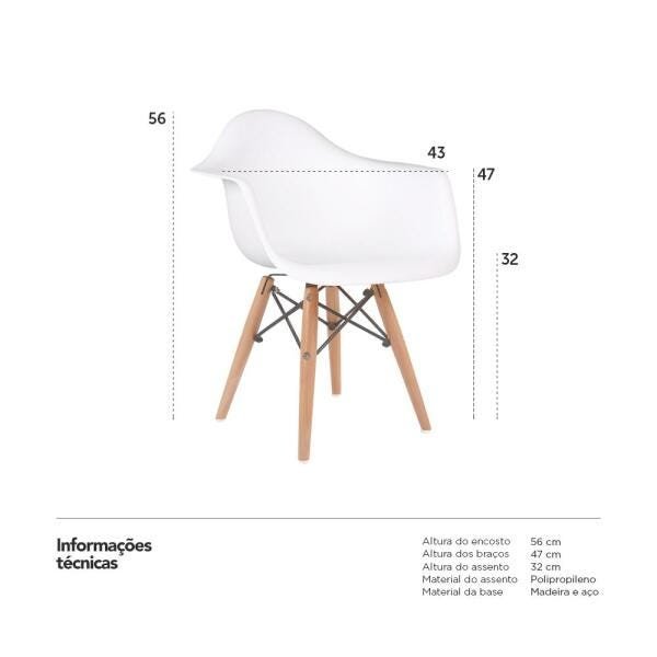 Kit 2 Cadeiras Eames Junior com Apoios de Braços - Infantil - Branco - 1
