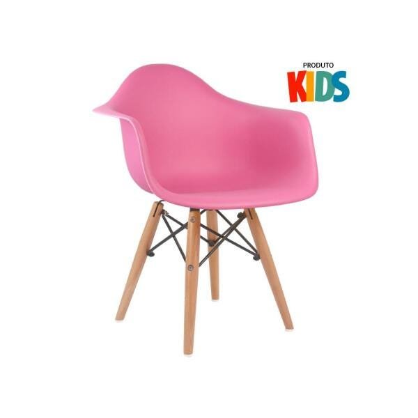 Kit 2 Cadeiras Eames Junior com Apoios de Braços - Infantil - Rosa - 2