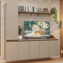 Ver imagem 1 de Rack Suspenso para TV até 70 Polegadas + Prateleira 200cm Crema Nice Madesa 01