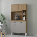 Ver imagem 2 de Armário para Cozinha Kit Duda 90 Cm Damasco Ripado Off White- Poquema