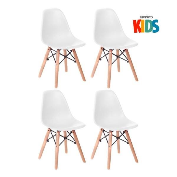 Kit 4 Cadeiras Infantil Eames Eiffel Junior - Kids - Branco - 1