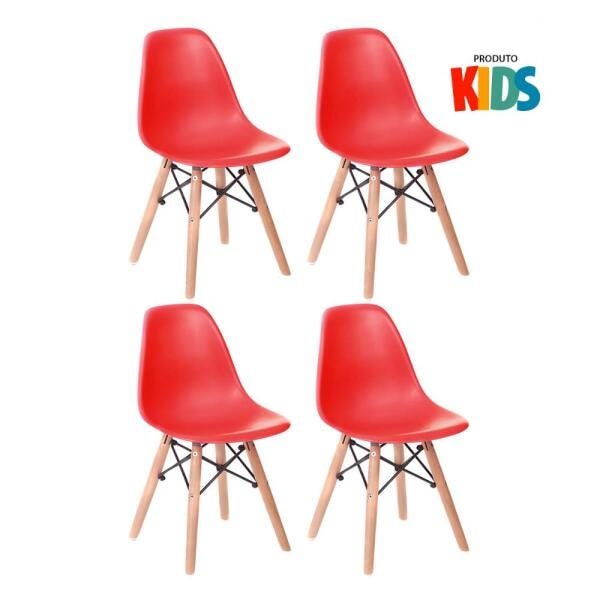 Kit 4 Cadeiras Infantil Eames Eiffel Junior - Kids - Vermelho - 1