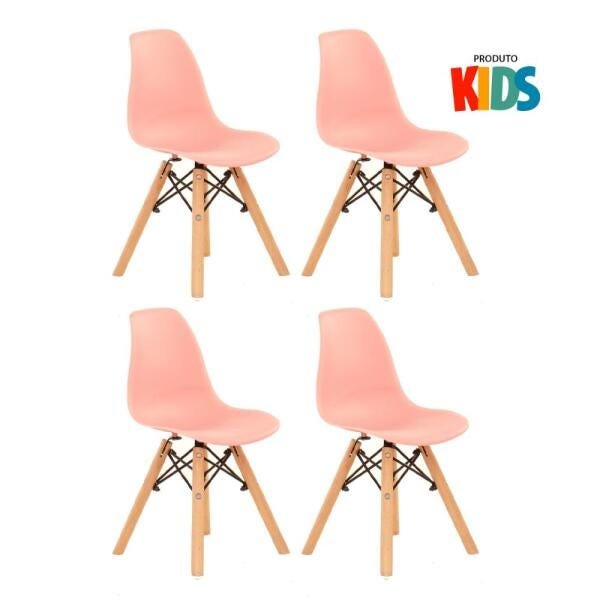 Kit 4 Cadeiras Infantil Eames Eiffel Junior - Kids - Rosa Coral - 1